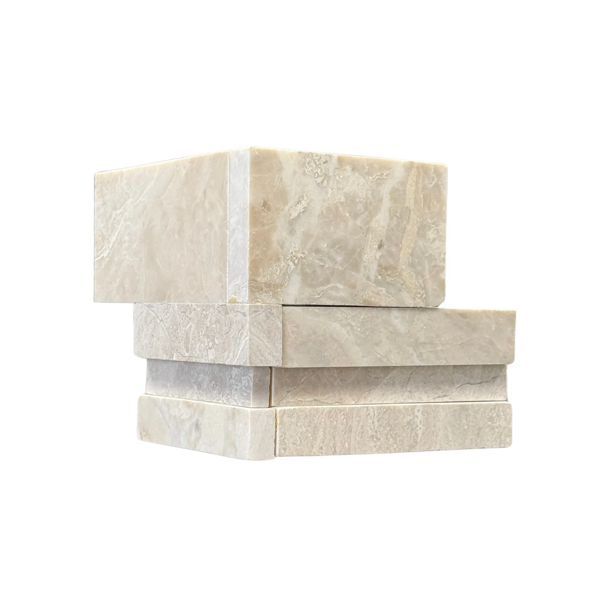Royal Cream Marble 3D Honed Ledger Panel - 6x6 Corner | ANS MERMER